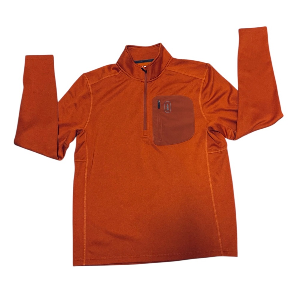 BASS OUTDOOR 1/4 ZIP SWEATER FLEECE INTERIOR MEN COLOR ORANGE LONG SLEEVE SIZE M
